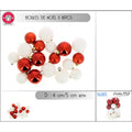 Assortiment de 18 boules de Noël rouges et blanches de 4 et 5 cm.