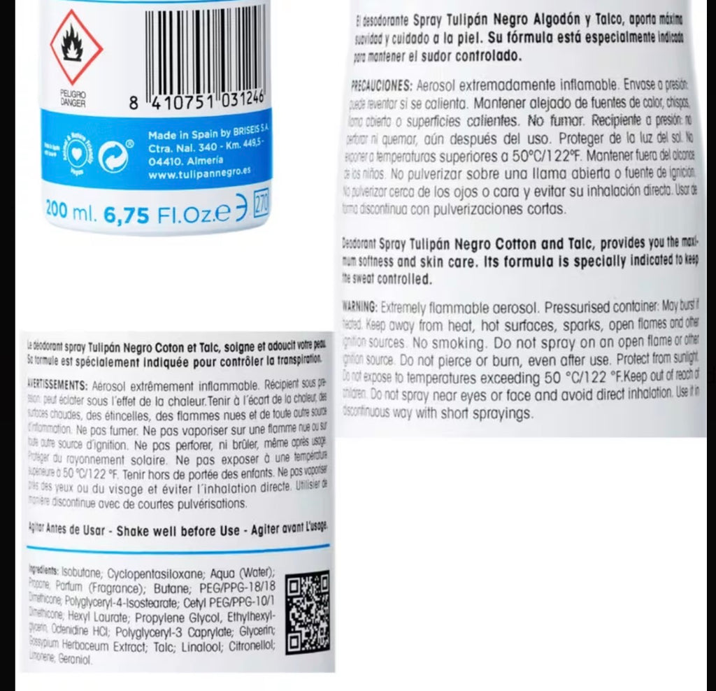 Déodorant Spray 200 ml Tulipan Negro