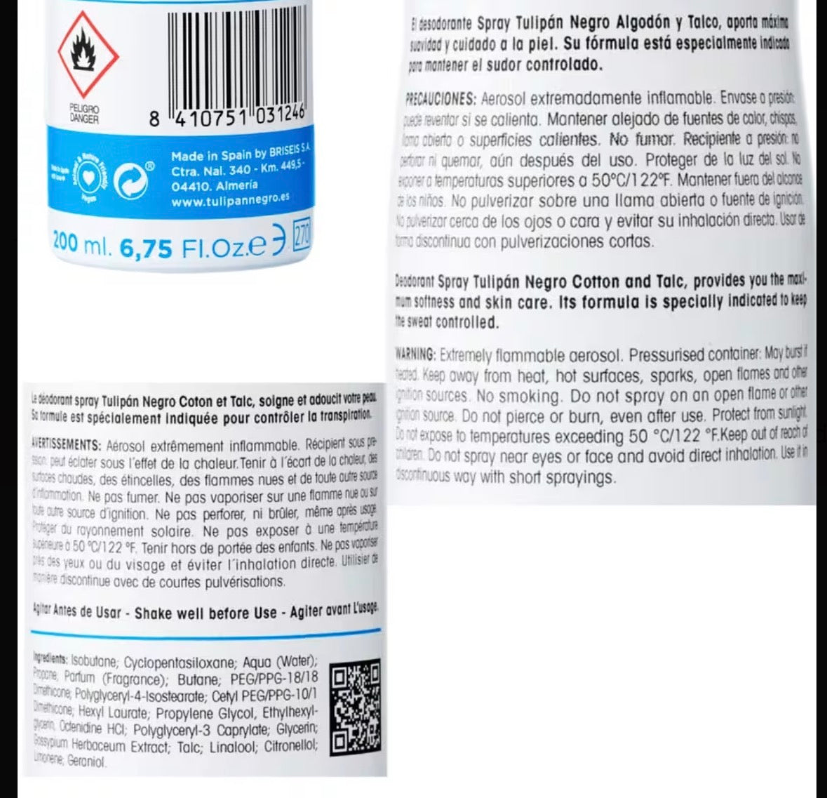 Déodorant Spray 200 ml Tulipan Negro
