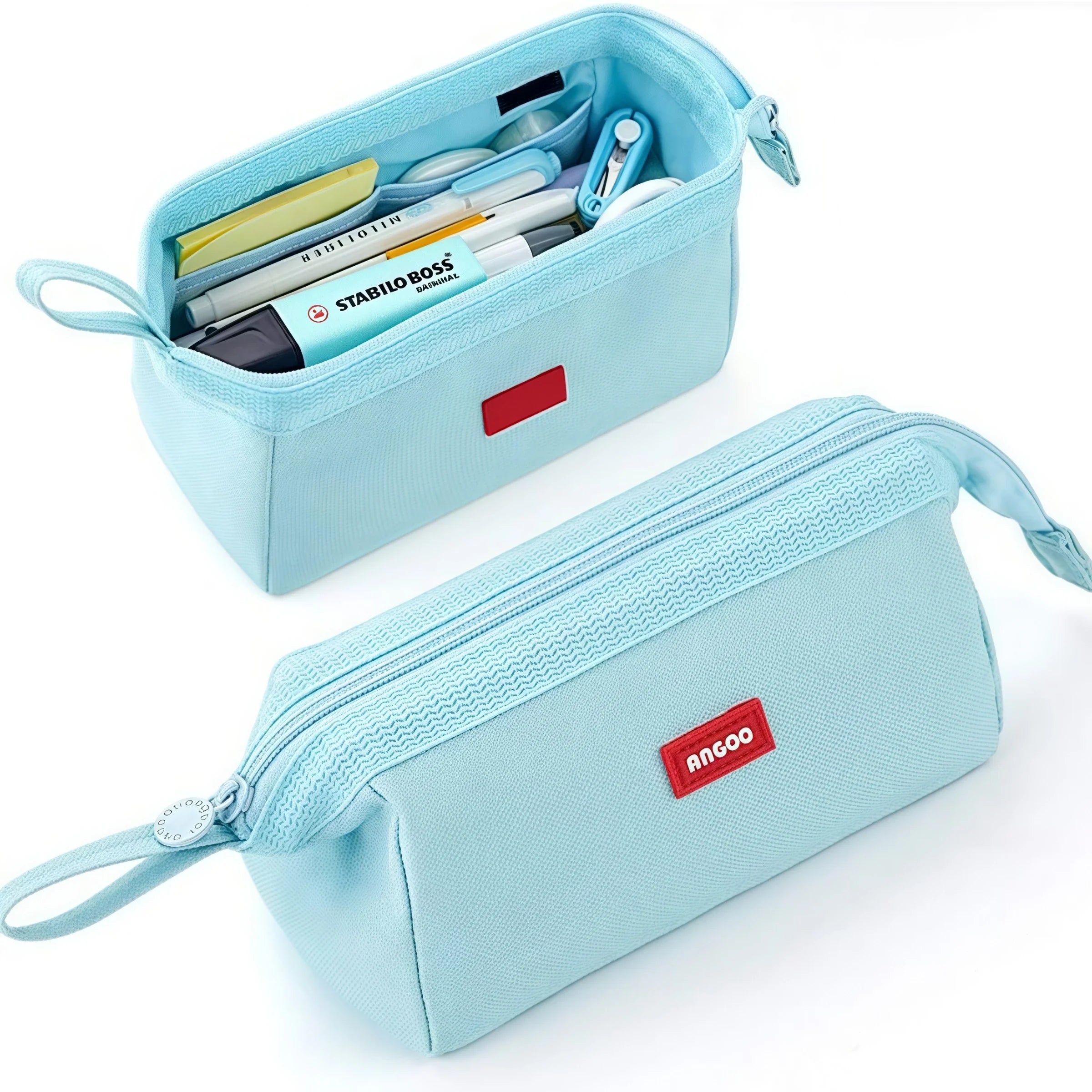 Trousse grande capacité avec porte-stylo et étiquette, rangement minimaliste pour fournitures scolaires, sac de rangement créatif pour fournitures scolaires