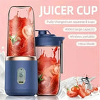 Bouteille mixeuse portable électrique à 6 lames, mixeur à jus multifonction pour smoothies et jus frais, gobelet pour piler la glace, robot culinaire