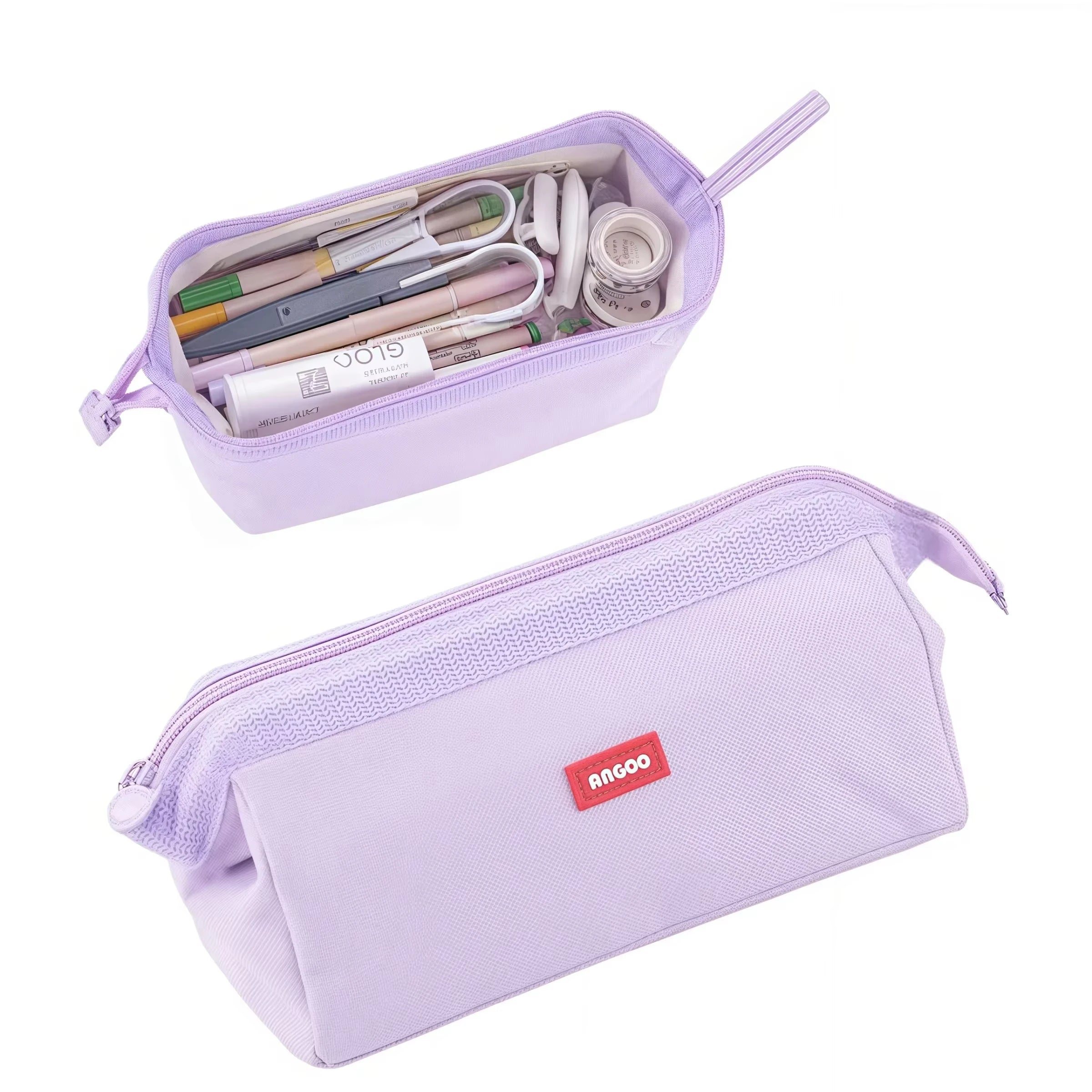 Trousse grande capacité avec porte-stylo et étiquette, rangement minimaliste pour fournitures scolaires, sac de rangement créatif pour fournitures scolaires