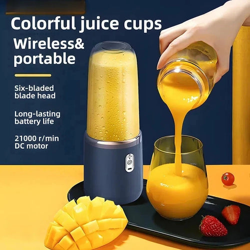 Bouteille mixeuse portable électrique à 6 lames, mixeur à jus multifonction pour smoothies et jus frais, gobelet pour piler la glace, robot culinaire