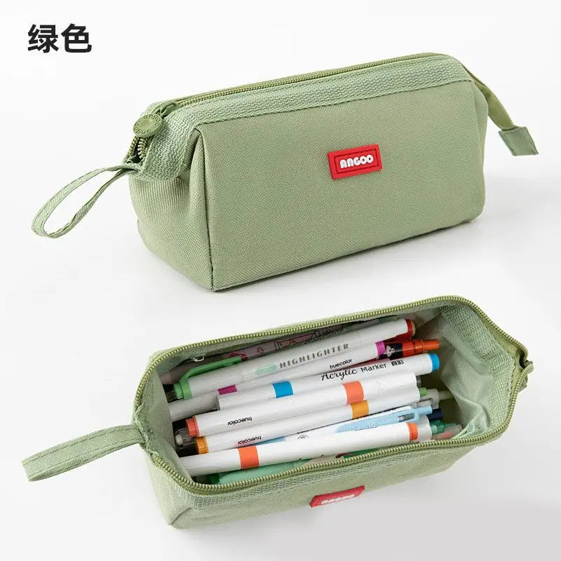 Trousse grande capacité avec porte-stylo et étiquette, rangement minimaliste pour fournitures scolaires, sac de rangement créatif pour fournitures scolaires