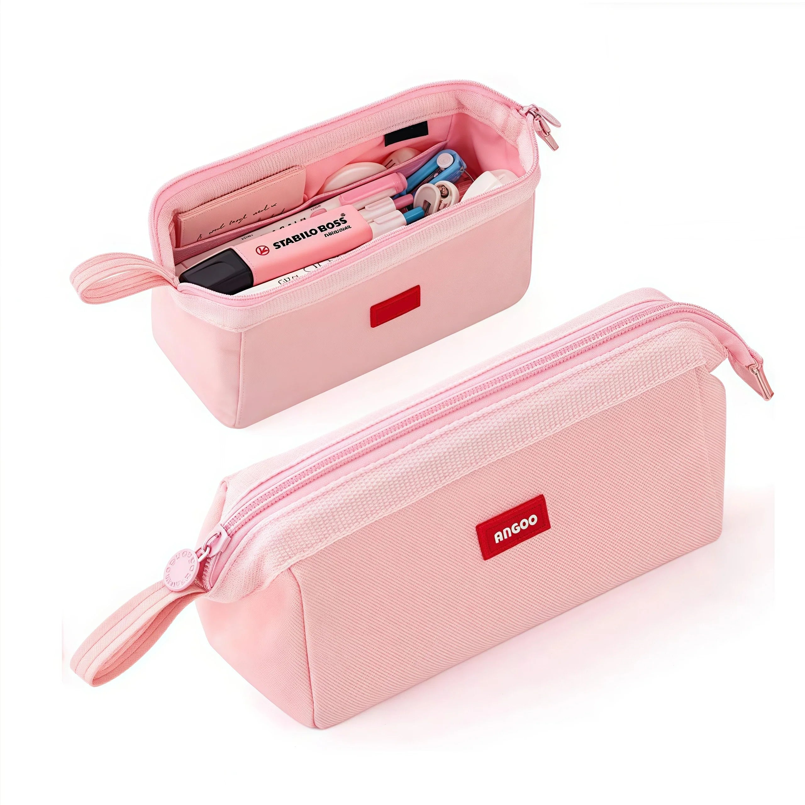 Trousse grande capacité avec porte-stylo et étiquette, rangement minimaliste pour fournitures scolaires, sac de rangement créatif pour fournitures scolaires