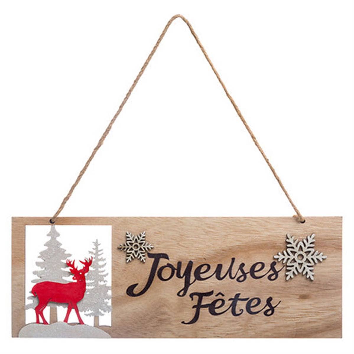 Pancarte Bois Joyeuses Fêtes 30Cm